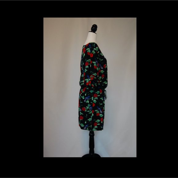 Banana Republic Factory shirtdress or tunic, Medium, Black with birds & flowers - Picture 2 of 3